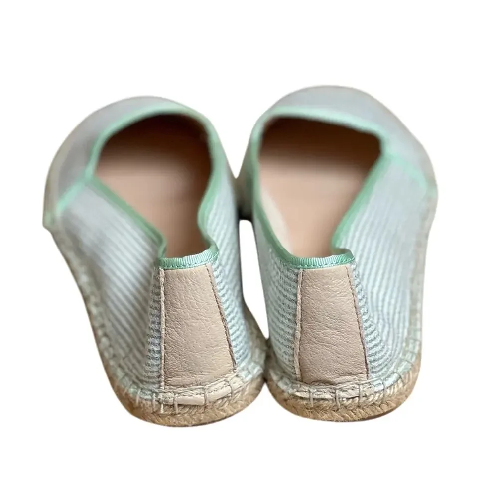 Franco Sarto Mint Green Striped Sequin Espadrille Flats Slip On Summer - 8.5 M